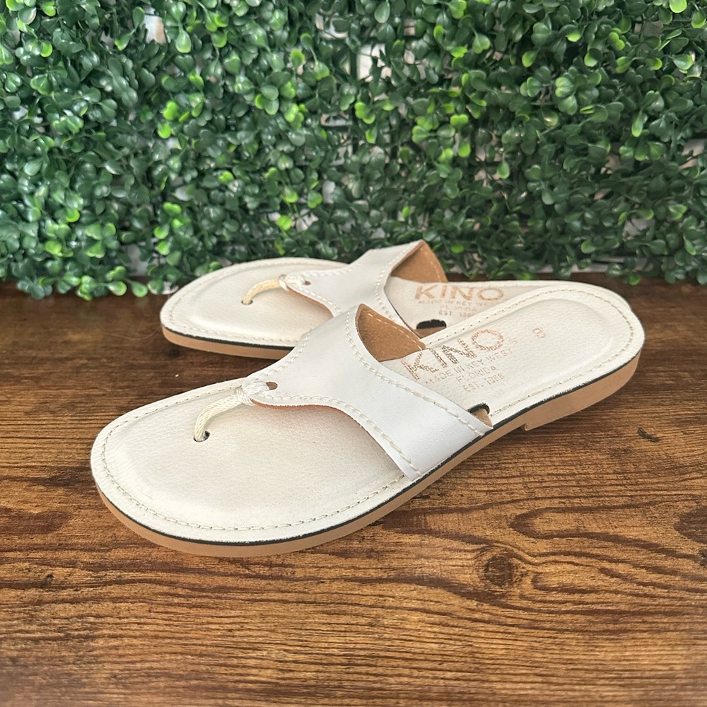 Kino White Leather Flip Flop made in Key West Sandal